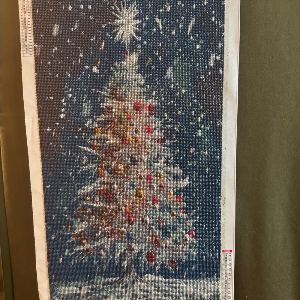 Elegant Holiday Tree Tapestry - Blue and Gold